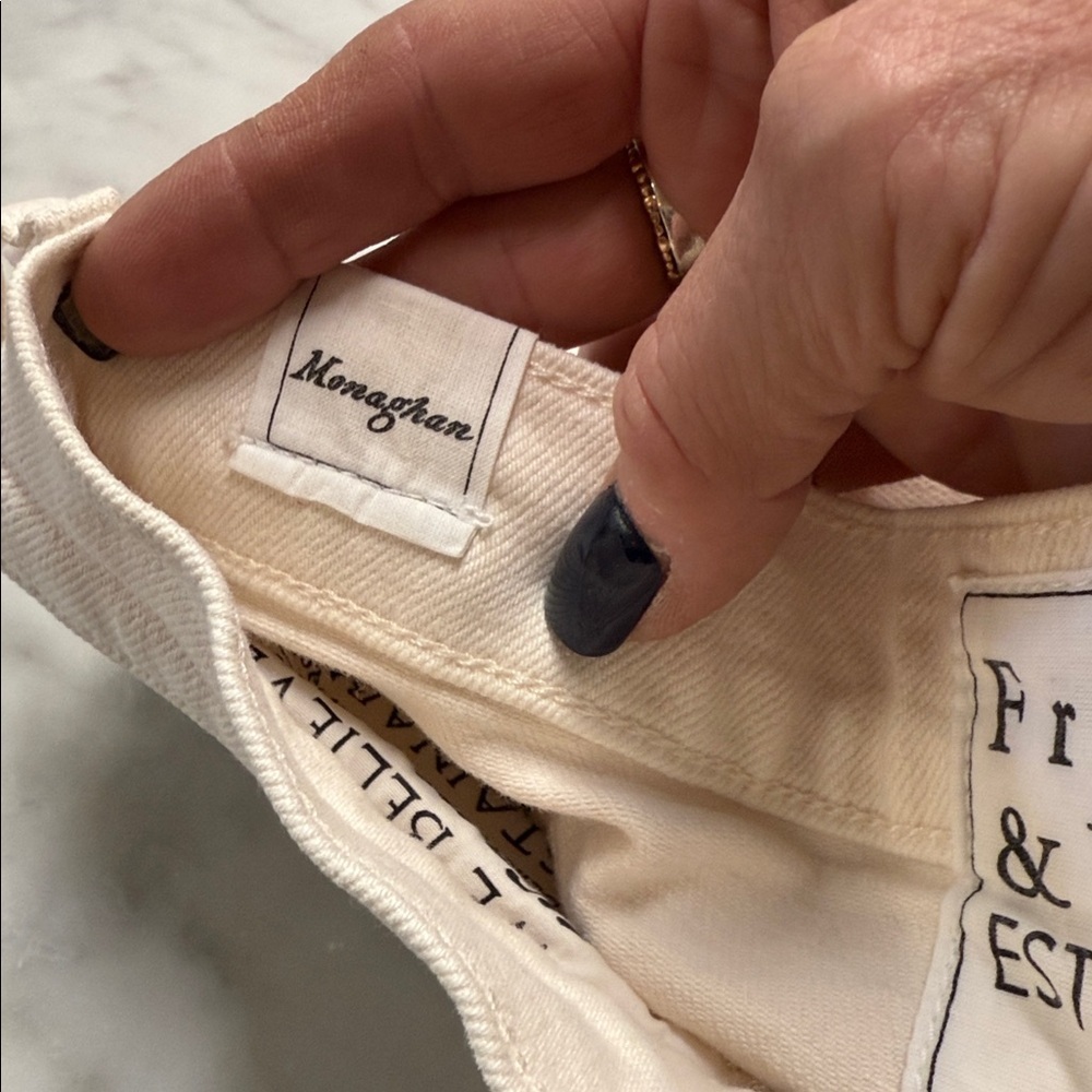 Frank & Eileen Monaghan Cream Cropped High Rise Denim Size 27 - Picture 10 of 13